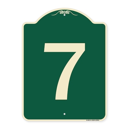 Signmission Sign with Number 7 Heavy-Gauge Aluminum Architectural Sign, 24" x 18", G-1824-22901 A-DES-G-1824-22901